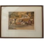 Welsh School. Watercolour farm painting with inscription preserved verso 'Dolaucothy' with