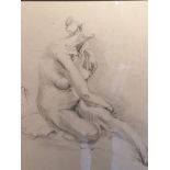 English School, 20th century, nude study of lady, pencil on paper, image: 40cm x 34cm. Condition: