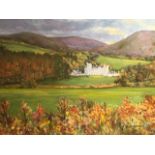 P. M. Slazenger, British 20th century, signed, large country house in landscape, oil on board, 38.