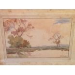 G. B. Brown, early 20th century, river landscape, watercolours, image: 11.5cm x 18cm. Condition: