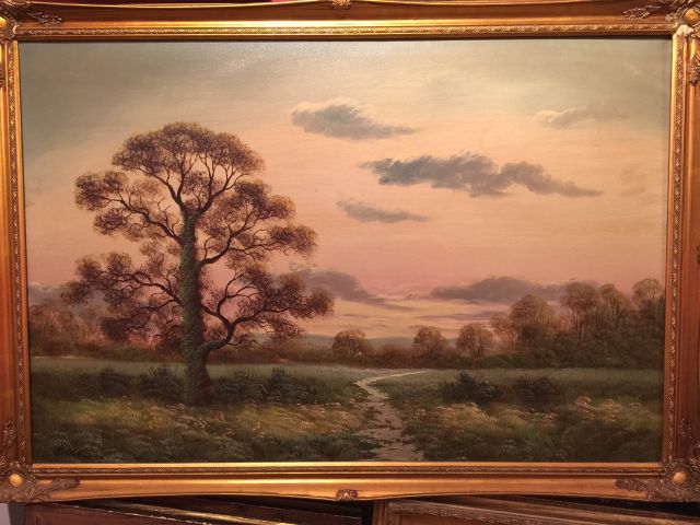 Continental School, 20th century, signed, sunset landscape, oil on canvas, 81cm x 92cm. Condition: - Image 2 of 4