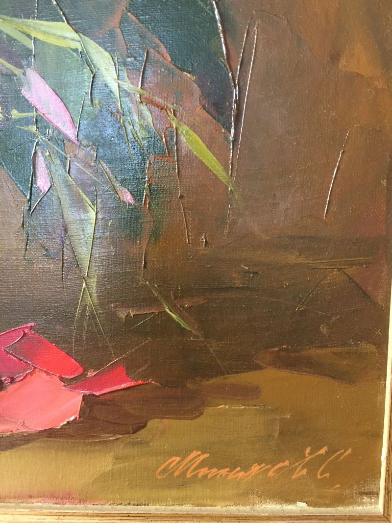 Continental School, 20th century, indistinctly signed, still life of flowers, oil on canvas, 50cm - Image 3 of 3