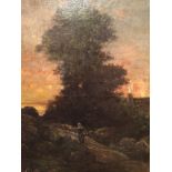 French School, 19th century, ‘Above the Quay, Pont Aven’, figure along woodland path, oil on canvas,