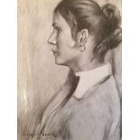 Leonard Fuller (British 1891-1973), signed & dated 1972, portrait of a lady with earring, pencil,