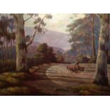 Australian School, signed, late 20th century, cattle rancher in landscape, oil on canvas, 60cm x