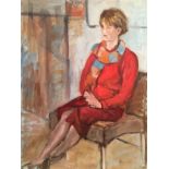 P. M. Slazenger, British 20th century, portrait seated lady, oil on board, 38.5cm x 28cm. Condition: