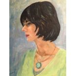 P. M. Slazenger, British 20th century, "Miriam", oil on board, 40cm x 30cm. Condition: generally