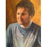 P. M. Slazenger, British 20th century, initialled, portrait of man, oil on board, 40cm x 30cm.