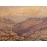 English School, 19th century, figure in landscape, watercolour framed and glazed,