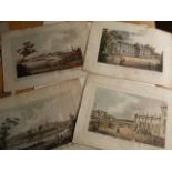 Group of 4 18th or 19th C hand coloured engravings (sheets each 47 x 34 cm) Sans Souci & Potsdam