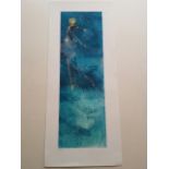 Aquatint etching of an ethereal female figure, platemarks 18 x 56 cm. Numbered 189/195, signed.