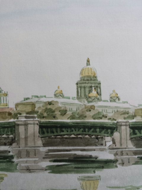 Russian school watercolour of St Petersburg, signed and dated 2003 lower right, inscribed verso - Image 2 of 12