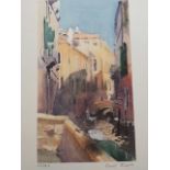 Limited edition print David Thomas "Calle Castelli, Venice" 23/180, signed. Image 20 x 34.5 cm