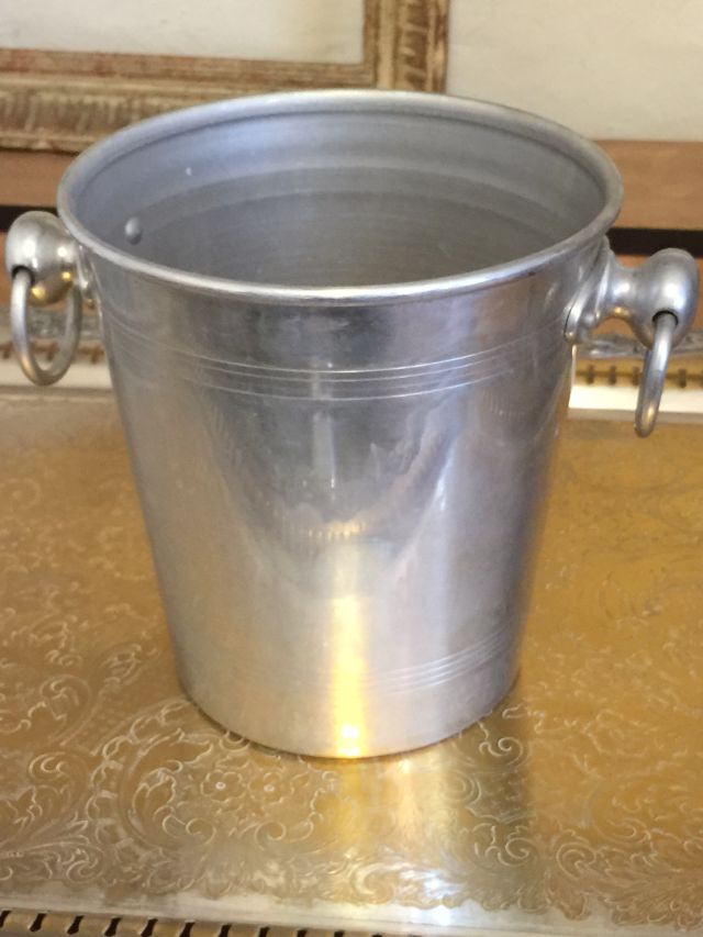 Vintage Champagne ice bucket, with two handles. Condition: as found