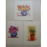 Sally Winter group of 3 aquatint etchings of floral subjects. Signed in pencil. Platemarks