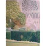 English school, 20thC gouche/watercolour Westminster Abbey London,  44 x 59cm