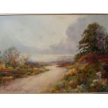English School watercolour, Frank Richardson, dated 1928, signed, dated, "The Open Road after Rain"
