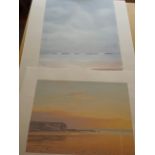 Two prints. Ltd edit 156 (or 158?) /200, Sunset Treyarnon Beach (Cornwall). Seascape signed 144/150