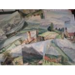 Continental school, 1930's quantity of 23 watercolours european scenes, artist's "Grand Tour"