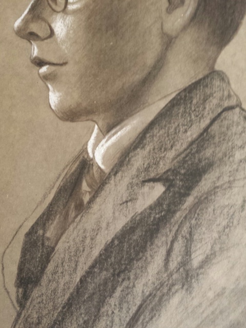 English school, drawing of a boy in profile, in charcoal and chalk, dated 1929 - Image 4 of 7
