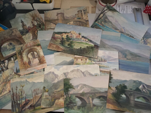 Continental school, 1930's quantity of 17 watercolours & 5 oils, one artist's "Grand Tour"