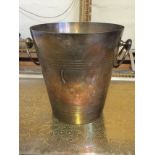 Vintage Champagne ice bucket, with two handles. Silver plate? Condition: as found.