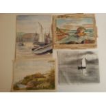 English School group of 4 early-mid 20thC watercolour maritime scenes inc Sidmouth & Lympstone Devon