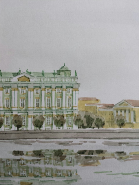 Russian school watercolour of St Petersburg, signed and dated 2003 lower right, inscribed verso - Image 5 of 12