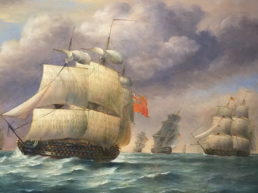 Contemporary (21stC) Continental school, oil on unstretched canvas 62 x 92 cm, naval frigates at sea - Image 2 of 2