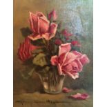French school, 20th century, indistinctly signed, still life of flowers, oil on board