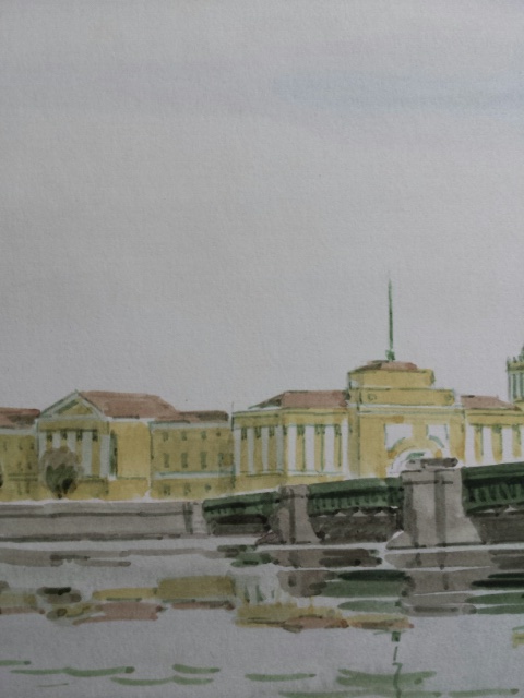 Russian school watercolour of St Petersburg, signed and dated 2003 lower right, inscribed verso - Image 4 of 12