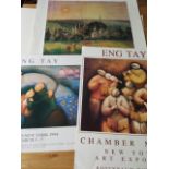 Three large posters including two featuring Eng Tay New York exhibitions (Art Expo 1991 and 1994)