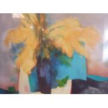 Large limited edition floral print, yellow flower, signed, numbered 125/125. frame 85 x 70 cm