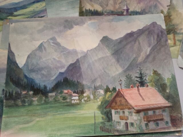 Continental school, 1930's quantity of 22 watercolours & 1 oil europe scenes, "Grand Tour" - Image 7 of 11