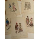 Quantity of five late 19thC highly coloured French fashion plates, mostly 1898-1901. 27 x 36 cm