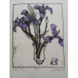 Monoprint of an iris, signed and dated (1998). 24.5 x 31 cm, sheet 46 x 50.5 cm.