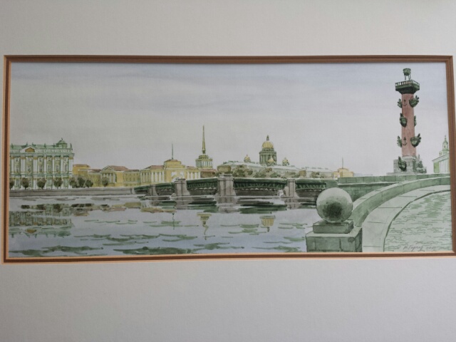 Russian school watercolour of St Petersburg, signed and dated 2003 lower right, inscribed verso