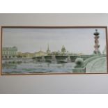 Russian school watercolour of St Petersburg, signed and dated 2003 lower right, inscribed verso