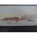 English school early - mid 20thC watercolour Drakes Island Plymouth Devon. Signed N R Gay