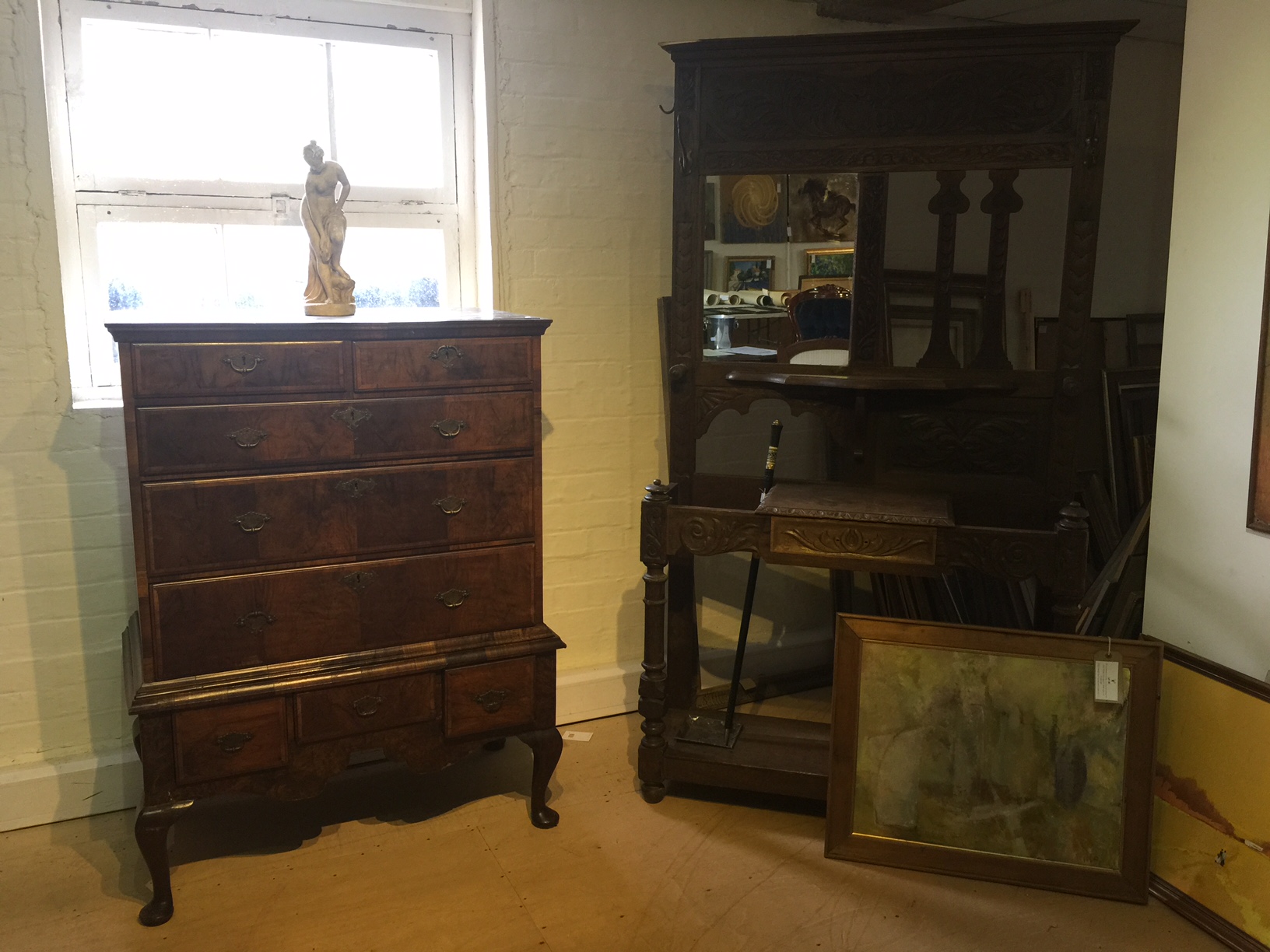 French antique oak secretaire, early 19thC. - Image 8 of 18