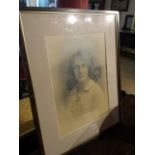 Framed edwardian sepia photograph of a lady