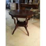 Mahogany 20thC octagonal centre table, lower tier with pierced frieze. 74 cm diameter, 73 cm high