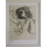 English School, 20thC limited edition (numbered 30/100) etching of a sleeping child, indistinctly
