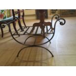 Ironwork grecian style stool, 85 cm wide overall, 54 cm deep, seat is 39 cm high