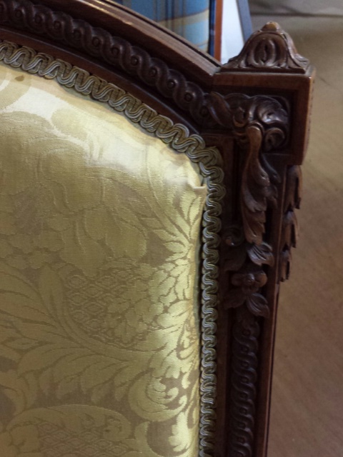 Pair of Louis XV French chairs, later reproductions but still with some age. Recovered in the latter - Image 16 of 25