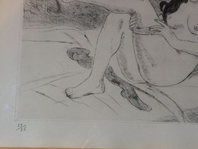 Yves Brayer (French 1907-1990) signed, numbered ltd editn engraving, nude in interior numbered 24/25 - Image 3 of 8