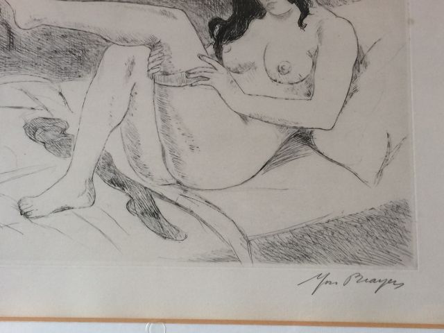 Yves Brayer (French 1907-1990) signed, numbered ltd editn engraving, nude in interior numbered 24/25 - Image 2 of 8
