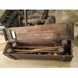 Croquet set in a wooden case, thought to be "Jacques"