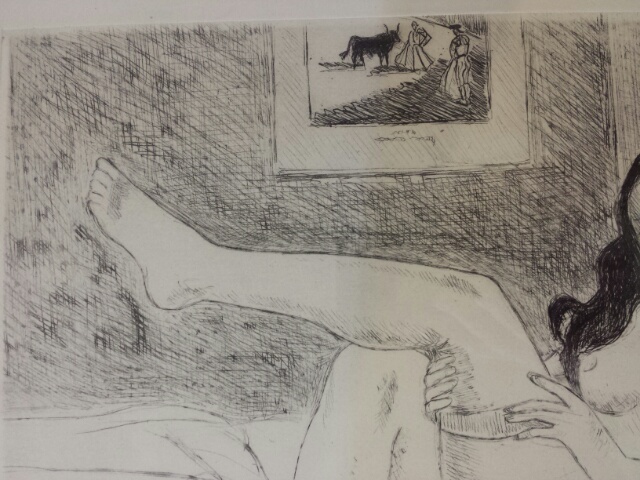 Yves Brayer (French 1907-1990) signed, numbered ltd editn engraving, nude in interior numbered 24/25 - Image 5 of 8