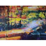 Doug Eaton Abstract "Light Through Trees", 2009 acrylic on board. Signed